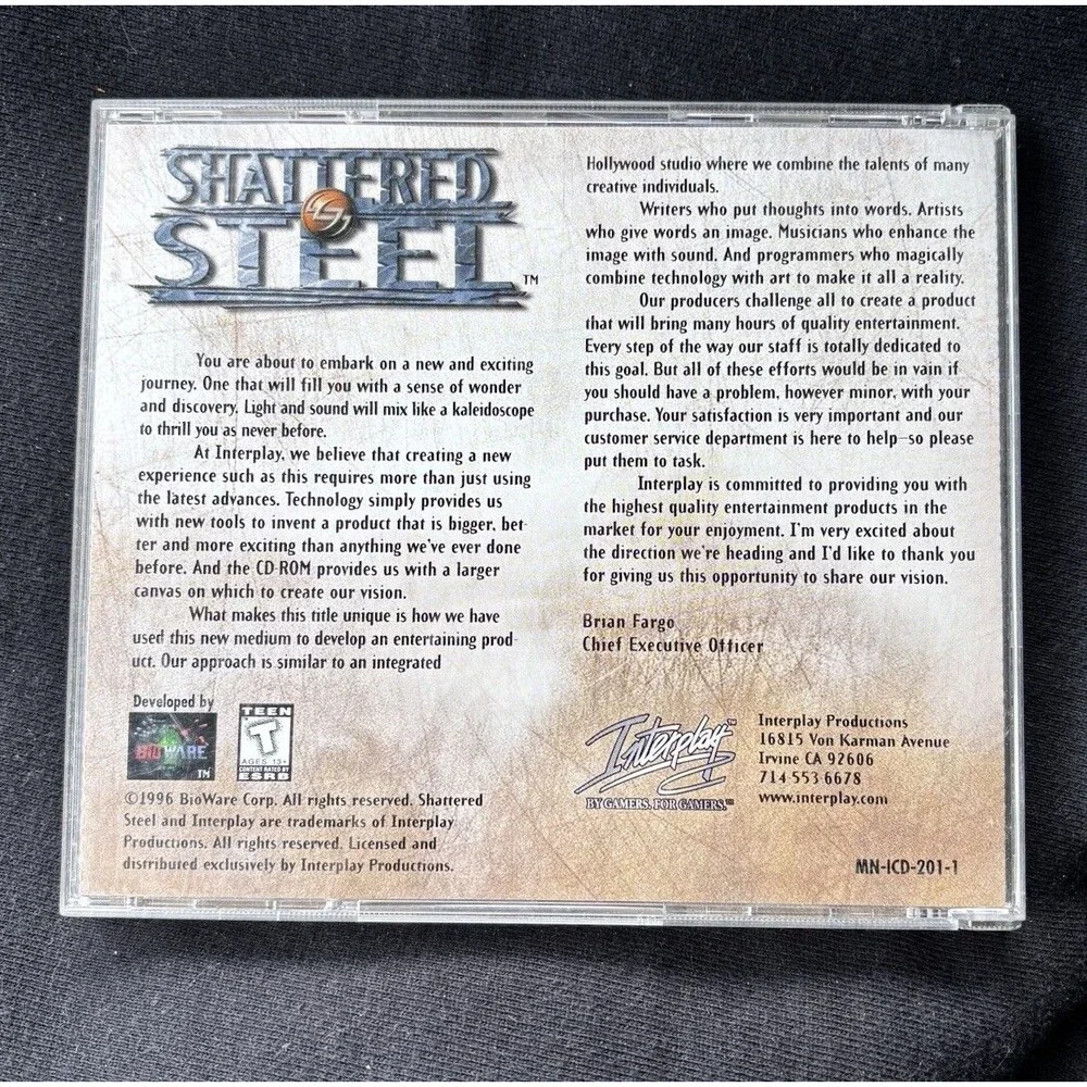 Shattered Steel PC Game 1996 Retro MS-DOS Win 95 Interplay BioWare Mech CD-ROM
